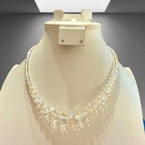Vintage Aurora Borealis Faceted Crystal Beaded Necklace